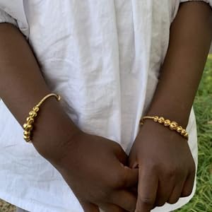 Ethlyn 2Pcs/Lot Kids Jewelry Gold Plated Adjustable Beads Bracelet Bangle Birthday Christmas Gifts for Girls 4years old