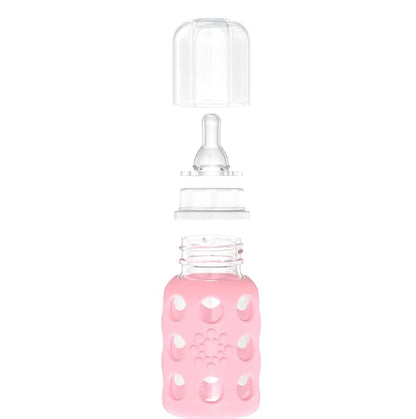 Lifefactory Glass Baby Bottles with Silicone Protection - 3-Pack, 4 oz Bottles, (Pink)