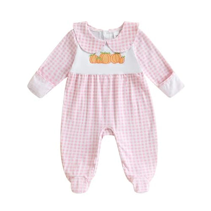 Kuriozud My First Halloween Baby Girl Boy Outfit Newborn Pumpkin Jumpsuit Romper Halloween Footie Pajamas Coming Home Outfit