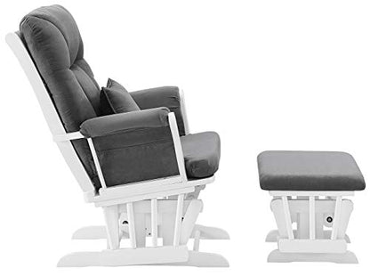 Angel Line Monterey Glider & Ottoman, Grey Finish - Grey Cushion