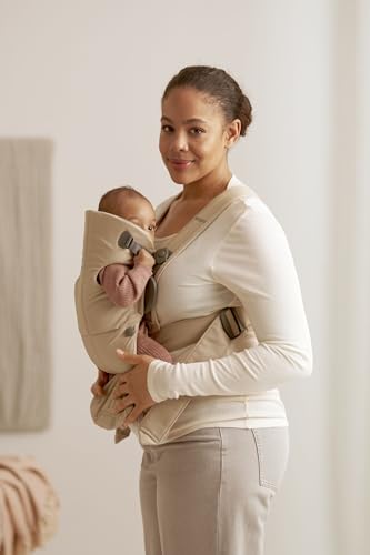 BabyBjörn Baby Carrier Mini, 3D Jersey, Light Beige | Newborn Carrier (7-25 lbs), Ergonomic, Easy-to-Use