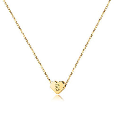 Turandoss Mothers Day Gifts for Mom Wife Women Girls - 14K Gold Plated Heart Pendant Letter Alphabet Necklace Tiny Initial Necklaces Heart Initial Necklace Gifts for Women Teens