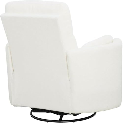 Pemberly Row Contemporary Fabric Swivel Glider Recliner in Ivory