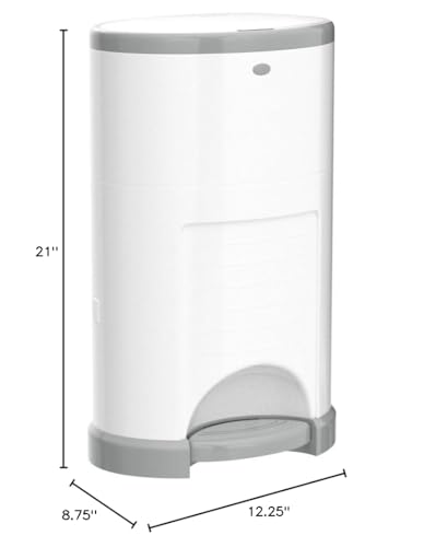Diaper Dekor Classic Hands-Free Diaper Pail | Easiest to Use | Just Step – Drop – Done | Doesn’t Absorb Odors | Most Economical Refill System | 70% Recycled Materials | EKO White