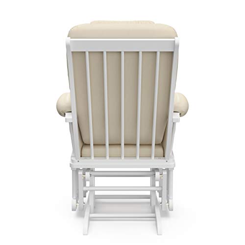 Storkcraft Tuscany Custom Glider and Ottoman with Free Lumbar Pillow (White/Slate Gray Swirl) - Cleanable Upholstered Comfort Rocking Nursery Chair with Ottoman