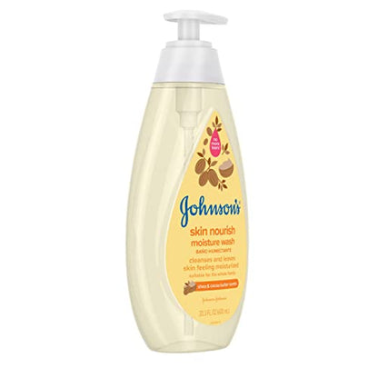 Johnson's Skin Nourishing Moisture Baby Body Wash With Vanilla & Oat Scents, Hypoallergenic & Tear Free Baby Bath Wash, Paraben-, Dye-, Sulfate & Phthalate-Free, 20.3 fl. oz