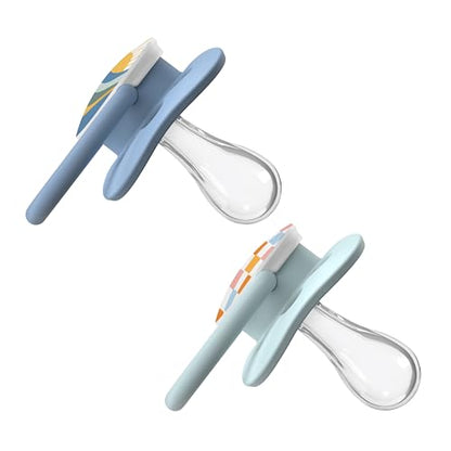 Dr. Brown's Advantage Glow-in-the-Dark Baby Pacifier, Fully Symmetrical Soother with Soft Silicone Bulb, Lavender Love-Coral Ocean, 0-6m, BPA Free, 4 Pack