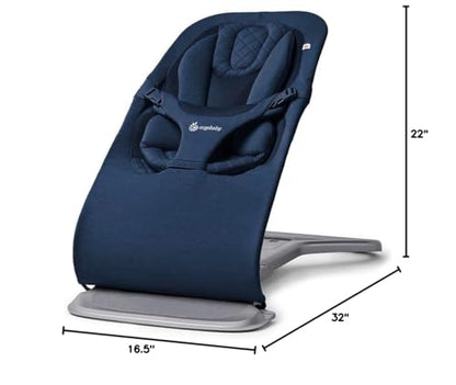 Ergobaby Evolve 3-in-1 Mesh Bouncer, Adjustable Multi Position Baby Bouncer Seat, Fits Newborn to Toddler, Grey Mesh