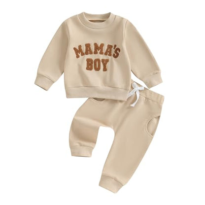 Toddler Baby Mama's Boy Clothes Long Sleeve Sweatshirts Jogger Pant Newborn Boys 2 Piece Outfits Fall Winter
