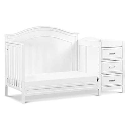 DaVinci Charlie 4-in-1 Convertible Mini Crib and Changer Combo in White, Greenguard Gold Certified