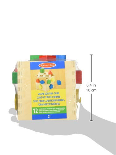 Melissa & Doug Shape Sorting Cube - Classic Wooden Toy With 12 Shapes Classic Kids Toys, Wooden Toddler Toys, Shape Sorter For Toddlers Ages 2+