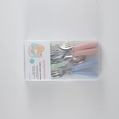 Toddler Utensils, Toddler Forks and Spoons,Stainless Steel Baby Utensils Baby Silverware Set with Storage Box for Safe Dining (3 Set with Case)