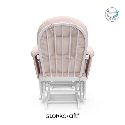 Storkcraft Premium Hoop Glider and Ottoman (Espresso Base, Gray Cushion) – Padded Cushions with Storage Pocket, Smooth Rocking Motion, Easy to Assemble, Solid Hardwood Base