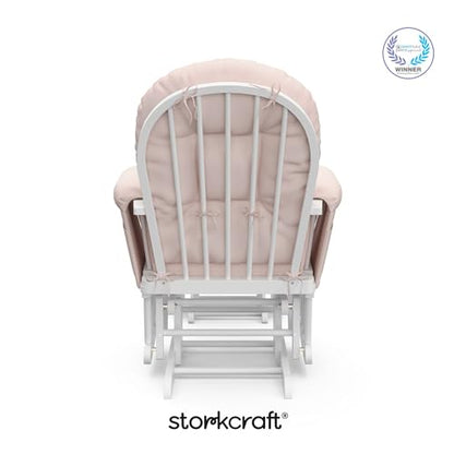Storkcraft Premium Hoop Glider and Ottoman (Espresso Base, Gray Cushion) – Padded Cushions with Storage Pocket, Smooth Rocking Motion, Easy to Assemble, Solid Hardwood Base