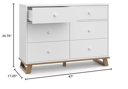 Storkcraft Modern Nursery Changing Table Dresser (White with White) – GREENGUARD Gold Certified, Dresser for Nursery, Changing Table With Drawers