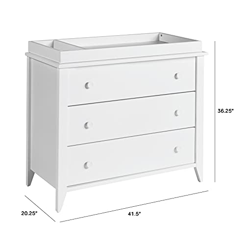Babyletto Sprout 3-Drawer Changer Dresser with Removable Changing Tray in Washed Natural and White, Greenguard Gold Certified