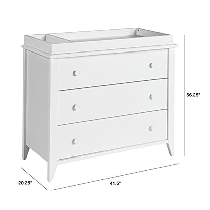 Babyletto Sprout 3-Drawer Changer Dresser with Removable Changing Tray in Washed Natural and White, Greenguard Gold Certified