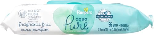 Pampers Baby Wipes Aqua Pure, 99% water-based wipes, Hypoallergenic and Unscented Infant Wipe, 896 Total (16 Flip-Top Packs)