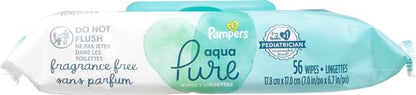 Pampers Baby Wipes Aqua Pure, 99% water-based wipes, Hypoallergenic and Unscented Infant Wipe, 896 Total (16 Flip-Top Packs)