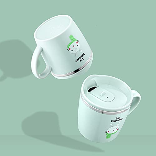 Baby Kids Toddler Sippy Cup Mug for Milk, Coffee, Stainless Steel Trainer Straw Cup with Lid, Fox, 7oz/Pink