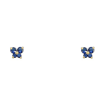 14k REAL Yellow Gold Butterfly Stud Earrings with Screw Back- 12 Different Color Available