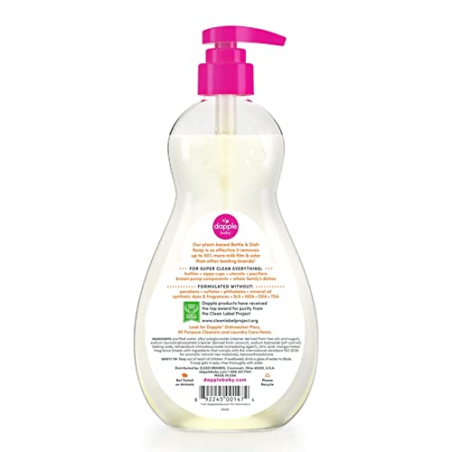Dapple Baby Bottle Soap, Hypoallergenic Dish Soap for Baby Bottles, Powered by Plants, Travel Size, Fragrance Free, 3 Fl Oz (Pack of 2)