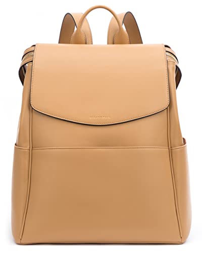 Leather Diaper Bag Backpack with USB Charging port, Changing Pad, Stroller Straps, and Bottle Holder (Brown Olivia)