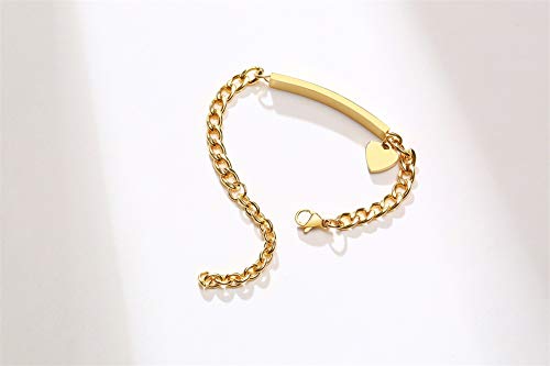 Personalized Baby Bar Bracelet : 18K Gold Plated Custom Name ID Plate Bracelet for Children Toddler from Mom, Engraved Kid Name for Daughter Son, New Born Birthday Gift,Adjustable,Nickel free