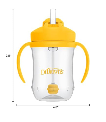 Dr. Brown's Milestones, Baby's First Straw Cup Sippy Cup with Straw, 6m+, 9oz/270ml, Coral, BPA Free