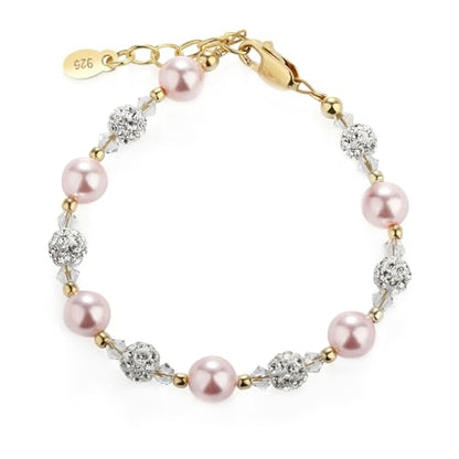 Cherished Moments Children's 14K Gold-plated or Sterling Silver Bracelet with Stardust Beads and Austrian Crystals for Babies, Infants, Toddlers, and Girls Jewelry Gifts
