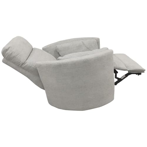 Pemberly Row Contemporary Fabric Swivel Glider Recliner in Ivory