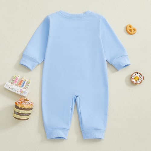 GOOCHEER First Birthday Baby Boy Outfit Fall 1 Cake Embroidery Ruffle Long Sleeve Romper Jumpsuit Cake Smash Clothes
