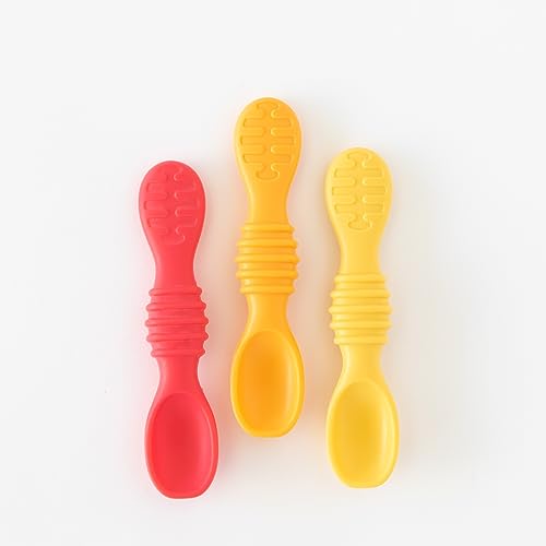 Bumkins Baby Bowls, Disney Minnie Mouse Silicone Baby Feeding Set, Suction Bowls for Baby and Toddler with Spoon, First Feeding Set, Platinum Silicone Bowl for Babies 4 Months