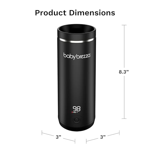 Baby Brezza Superfast Portable Baby Bottle Warmer – 67% Faster - Travel Breastmilk Warmer and Formula Warmer - Safe, Even Heating - Up to 9oz - No Adapters, Black
