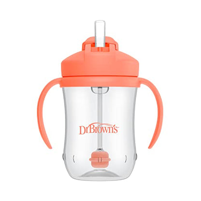 Dr. Brown's Milestones, Baby's First Straw Cup Sippy Cup with Straw, 6m+, 9oz/270ml, Coral, BPA Free