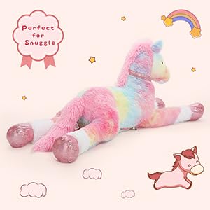 Tezituor 47 Inch Giant Horse Stuffed Animal, 4ft Realistic Chocolate Stuffed Horse Plush Toy, Hugging Soft Horse Pony Plush Pillow for Boys Girls,