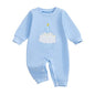 GOOCHEER First Birthday Baby Boy Outfit Fall 1 Cake Embroidery Ruffle Long Sleeve Romper Jumpsuit Cake Smash Clothes