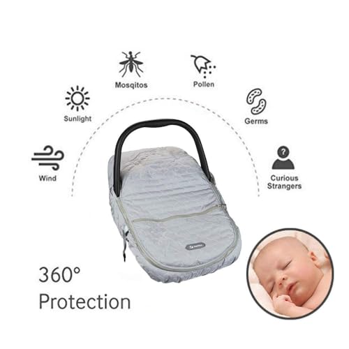 Yoofoss Baby Car Seat Cover Winter Carseat Canopies Cover to Protect Baby from Cold Wind, Super Warm Plush Fleece Baby Carrier Cover for Infant Boys Girls (Pink)