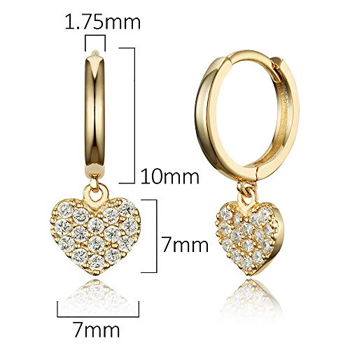 14k Gold Plated Brass Heart Plain Huggy Baby Girls Hoop Earrings