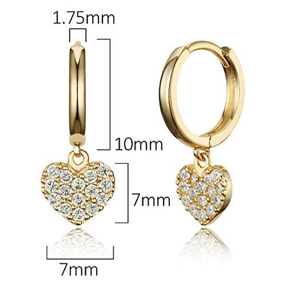 14k Gold Plated Brass Heart Plain Huggy Baby Girls Hoop Earrings