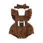 Football Baby Girl Outfit Embroidery Football Romper Ruffle Sleeve Corduroy Bodysuit Overalls Game Day Clothes