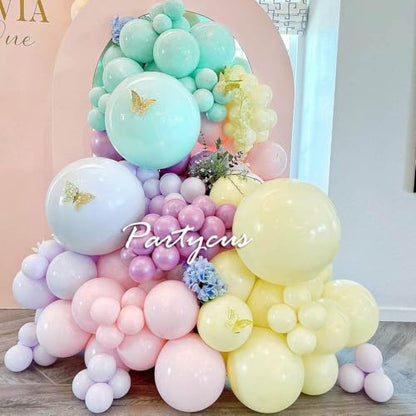 Pink Blue Green Balloon Garland Double Stuffed Dusty Light Green Baby Blue Blush Mauve Latex Pastel Balloon Arch Kit for Boho Baby Shower Gender Reveal Bear Birthday Floral Party Decoration
