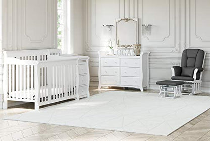 Storkcraft Tuscany Custom Glider and Ottoman with Free Lumbar Pillow (White/Slate Gray Swirl) - Cleanable Upholstered Comfort Rocking Nursery Chair with Ottoman