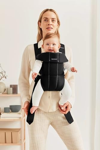 BabyBjörn Baby Carrier Mini, 3D Jersey, Light Beige | Newborn Carrier (7-25 lbs), Ergonomic, Easy-to-Use