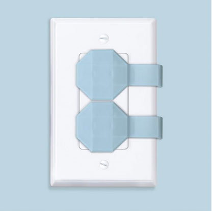 Socket Sitter: Always Connected, Never Lost! No Choking Hazard! Child Safety Cover, Electrical Outlet Cover, Plug Protector, Socket Protector (Pack of 6, Covers 12 outlets) (Blissful Blue)