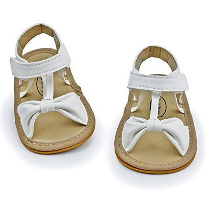 GAISUMMI Baby Girls Sandals Summer Bowknot Infant Crib Shoes Toddler Pu Leather Soft Rubber Sole First Walkers