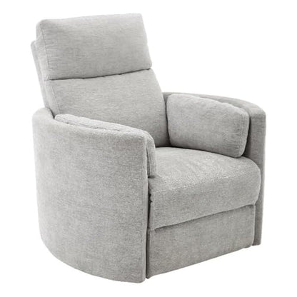 Pemberly Row Contemporary Fabric Swivel Glider Recliner in Ivory