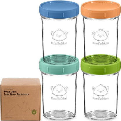 KeaBabies 4pk 8oz & 4pk 4oz Glass Baby Food Containers with Lids - Leak-Proof,Microwavable Small Glass Jars,Baby Purees & Toddler Snack Storage Containers,BPA-Free,Dishwasher & Freezer Safe(Musk Dusk)