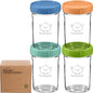 KeaBabies 4pk 8oz & 4pk 4oz Glass Baby Food Containers with Lids - Leak-Proof,Microwavable Small Glass Jars,Baby Purees & Toddler Snack Storage Containers,BPA-Free,Dishwasher & Freezer Safe(Musk Dusk)