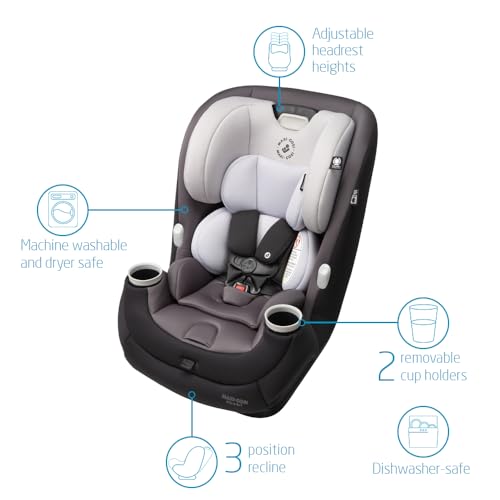 Maxi-Cosi Pria All-in-One Convertible Car Seat, Rear Facing Car Seat for Infants from 4-40 lbs, Forward Facing Car Seat up to 100 lbs in Booster Seat Mode, Rose Pink Sweater
